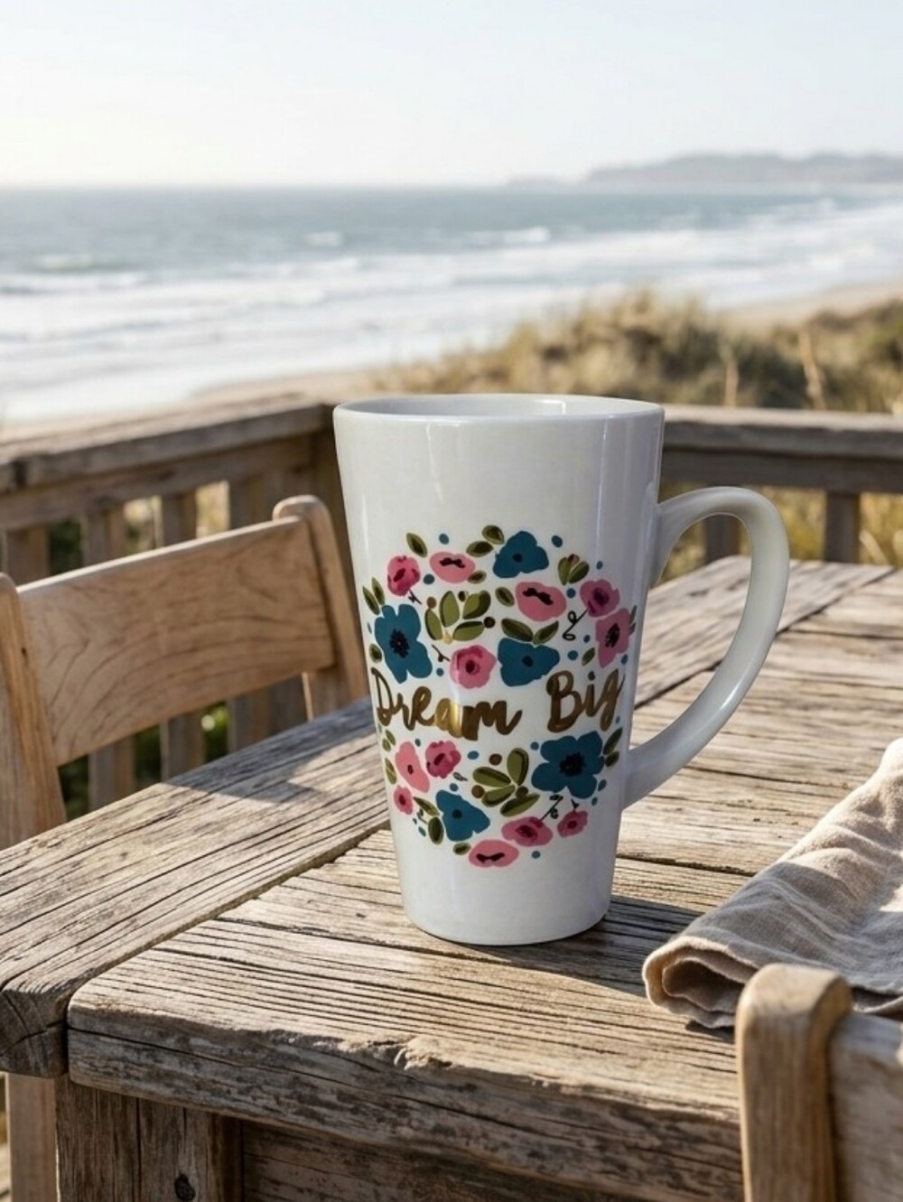 Natural Life Latte Mug Dream Big Floral 16 oz